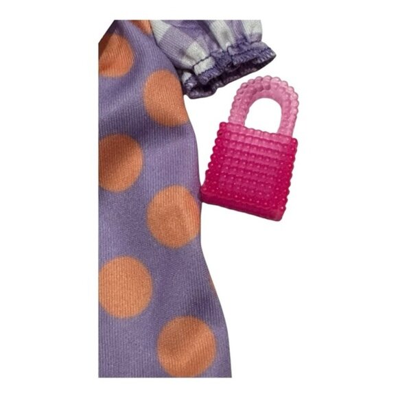 Barbie Clothes Fashionista Polka Dot Dress Purple With Pink Purse - Picture 4 of 5